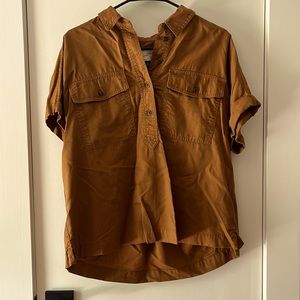 Caramel Color Button Up Top with Collar